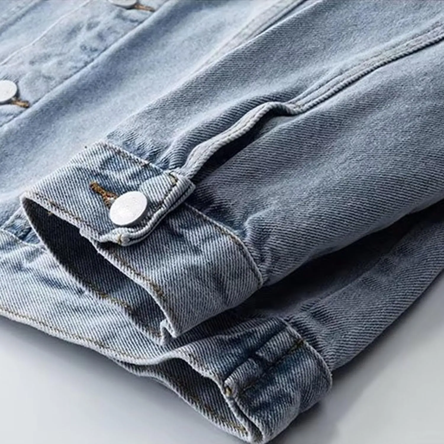 Men's Retro Workwear Cowboy Jacket Trendy Denim Distressed Ripped Slim Coat Classic Casual Denim Coats