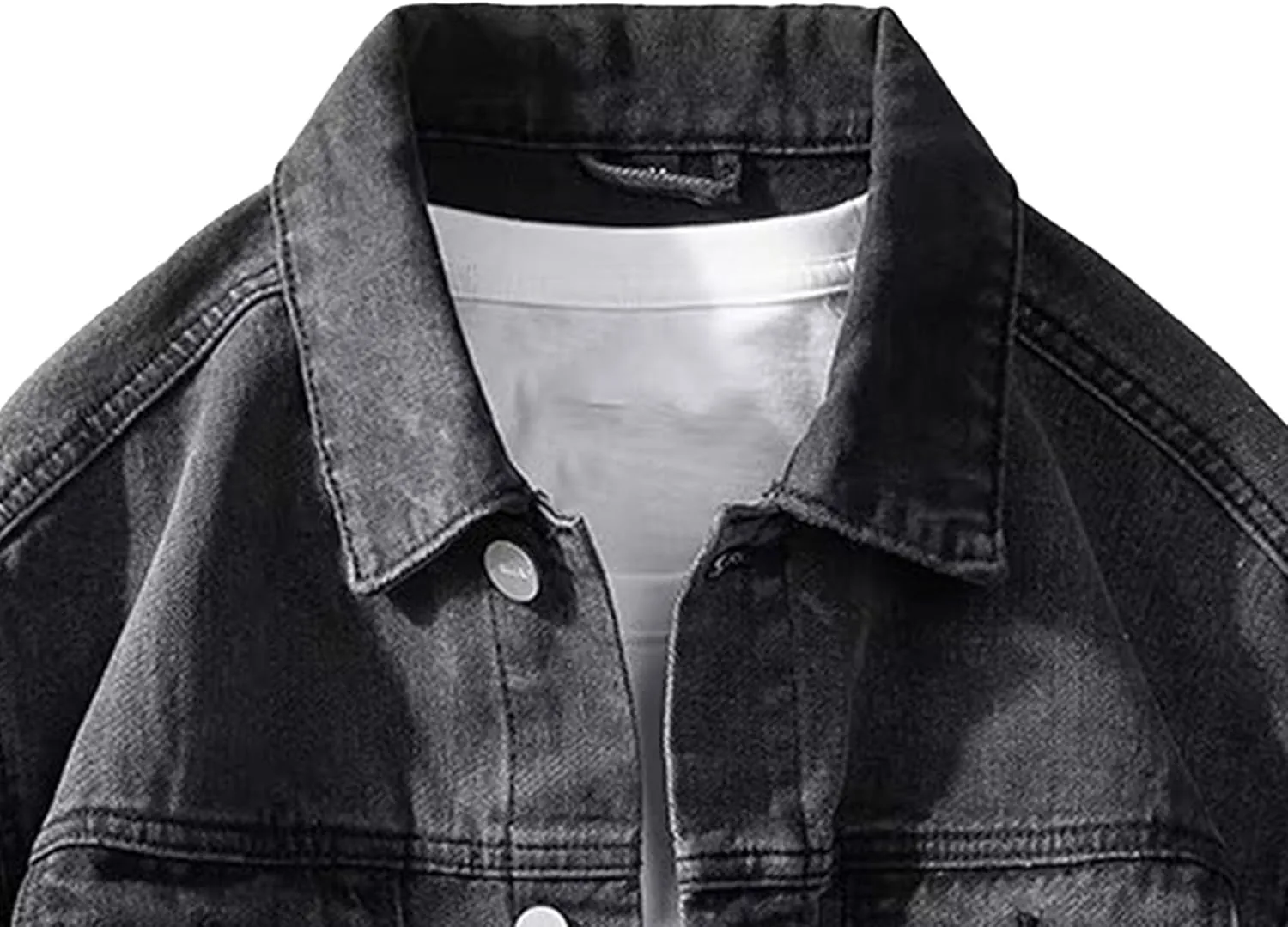 Men's Retro Workwear Cowboy Jacket Trendy Denim Distressed Ripped Slim Coat Classic Casual Denim Coats
