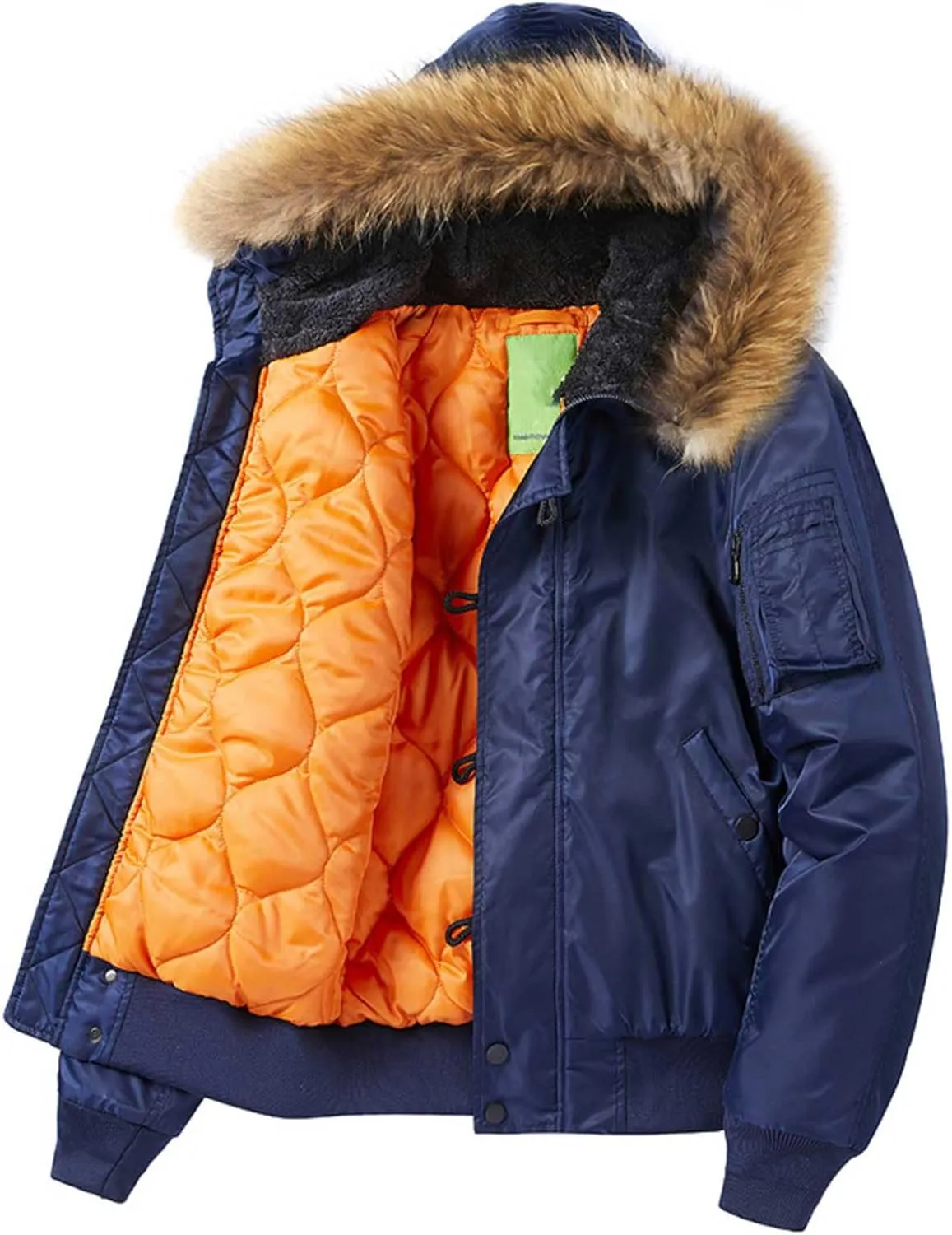 Mens Soft Lightweight Puffer Down Jackets Detachable Hood Water Resistant Winter Coat Hooded Insulated for Travel Ski