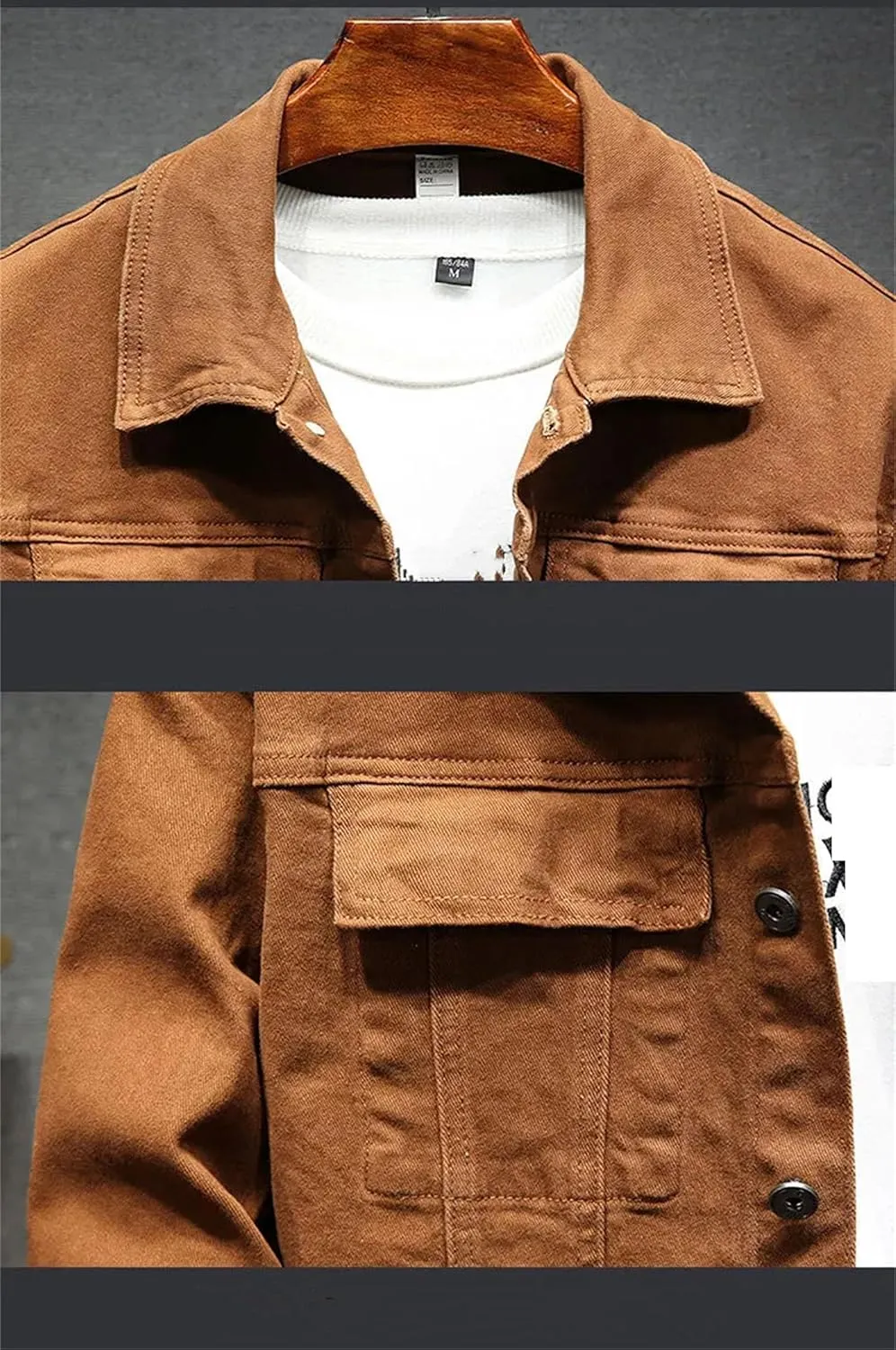 Men's Stretch Slim Denim Jacket Men Classic Casual Denim Coat Vintage Lightweight Sport Coats