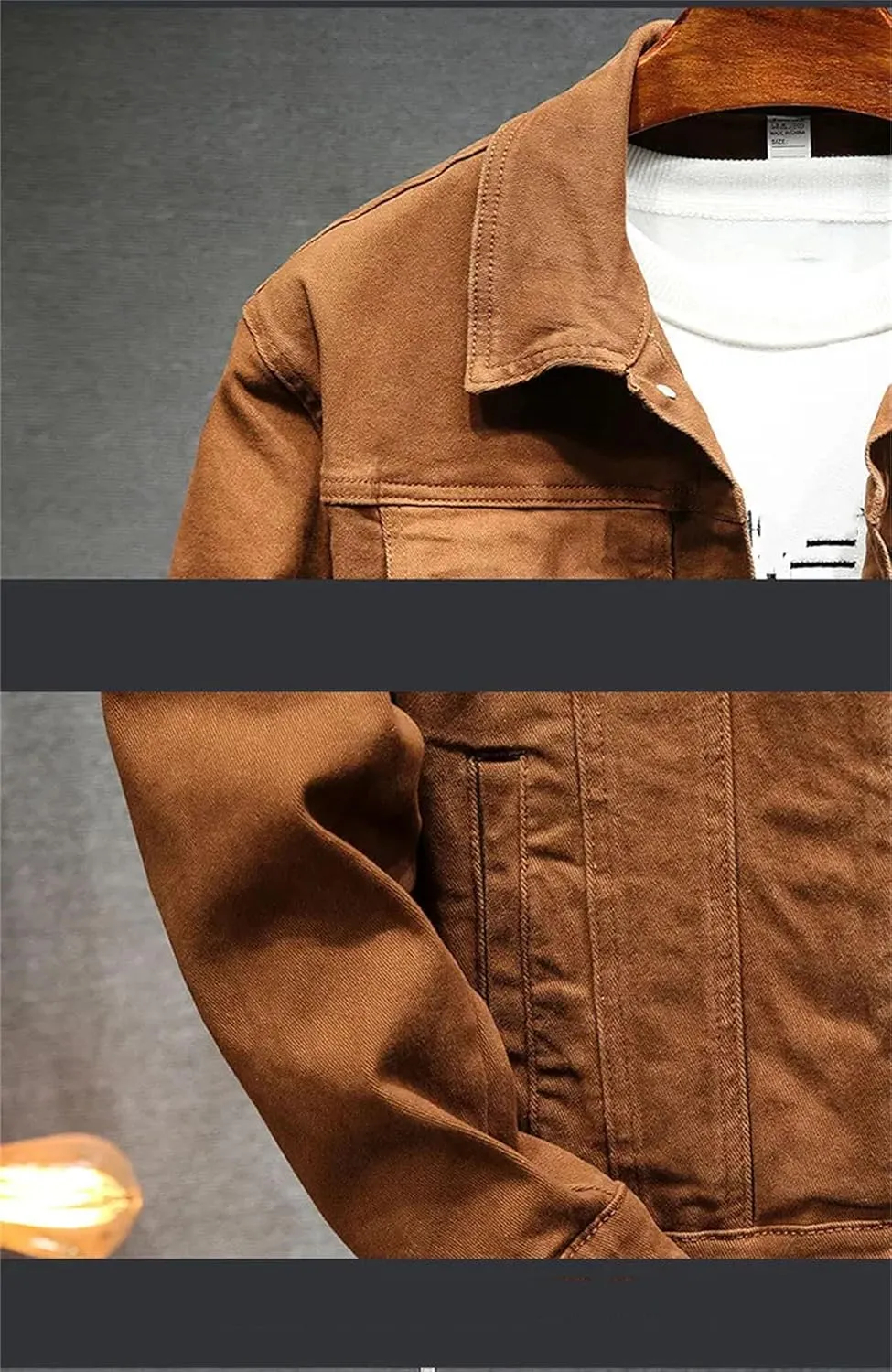 Men's Stretch Slim Denim Jacket Men Classic Casual Denim Coat Vintage Lightweight Sport Coats