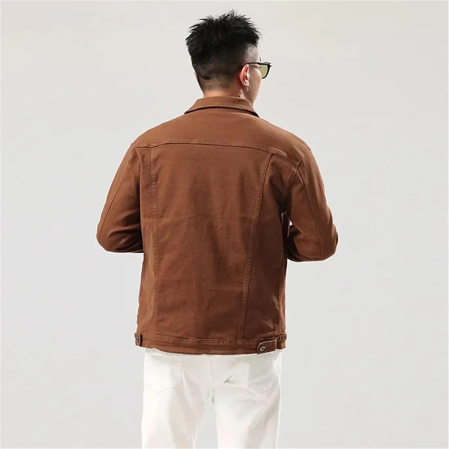 Men's Stretch Slim Denim Jacket Men Classic Casual Denim Coat Vintage Lightweight Sport Coats
