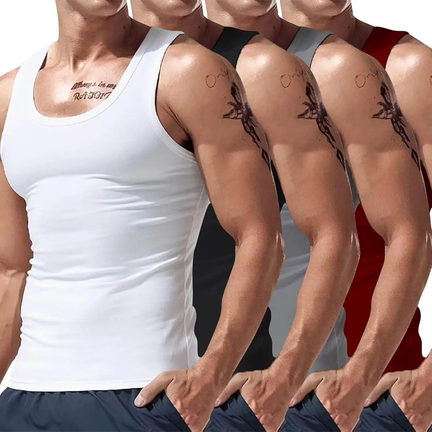 Mens Tank Top Quick-Dry Workout Fitness Clothes Sleeveless Summer Stretchy Moisture Wicking Bodybuilding Gym Muscle Tee