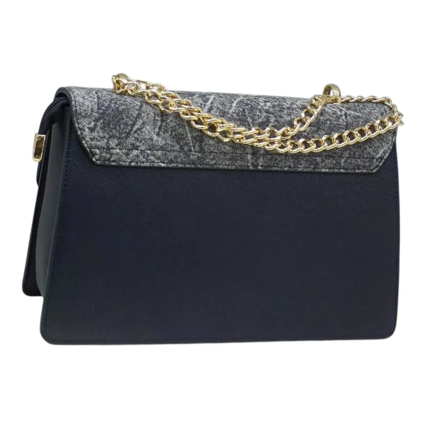 Miss Alita Two-Tone Denim and Leather Shoulder Bag
