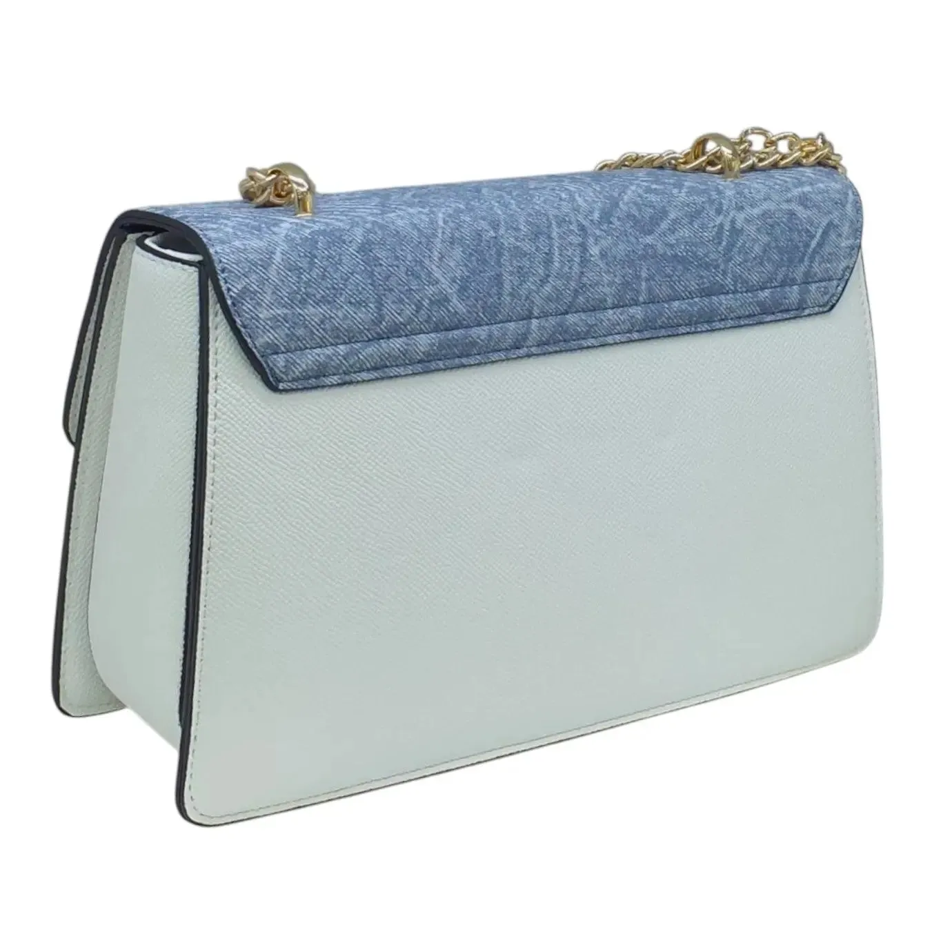 Miss Alita Two-Tone Denim and Leather Shoulder Bag