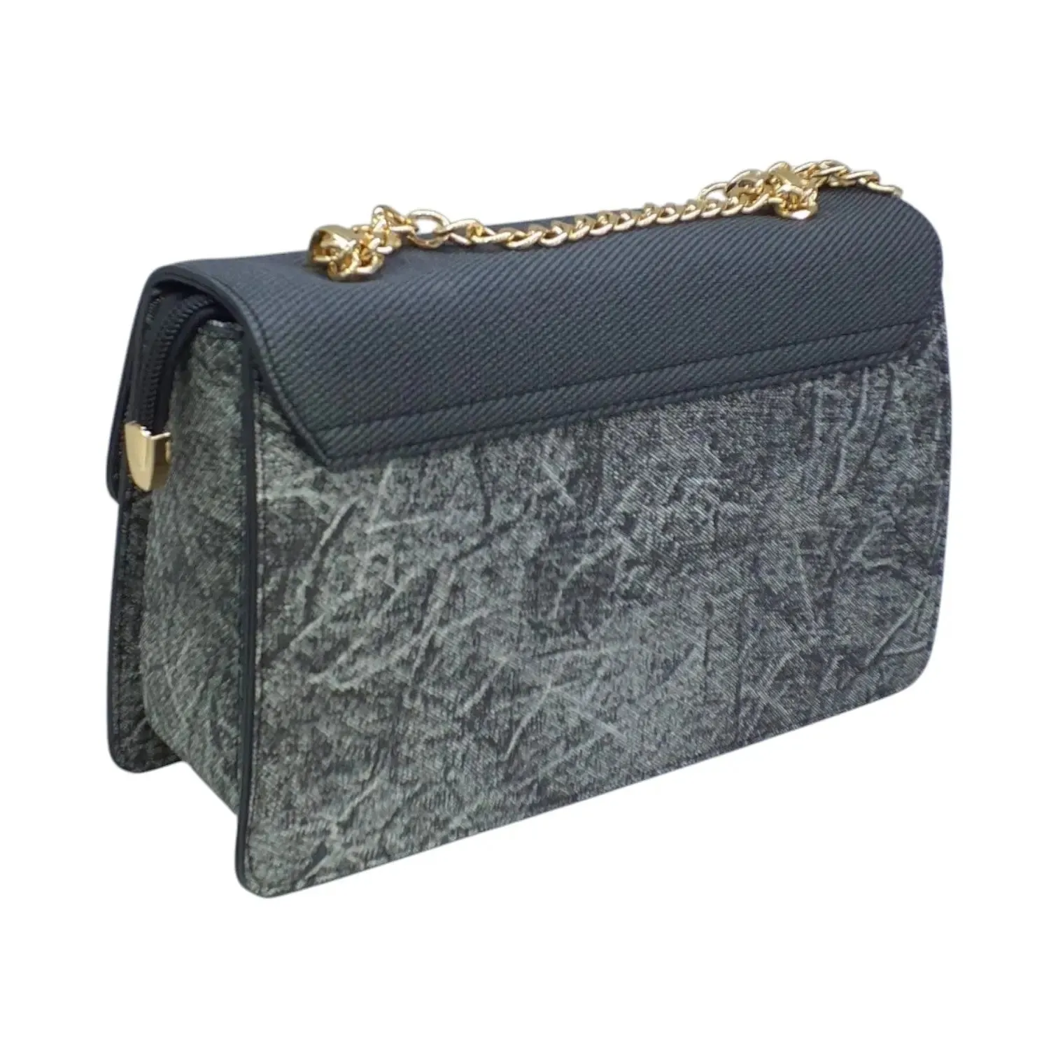 Miss Alita Two-Tone Denim and Leather Shoulder Bag