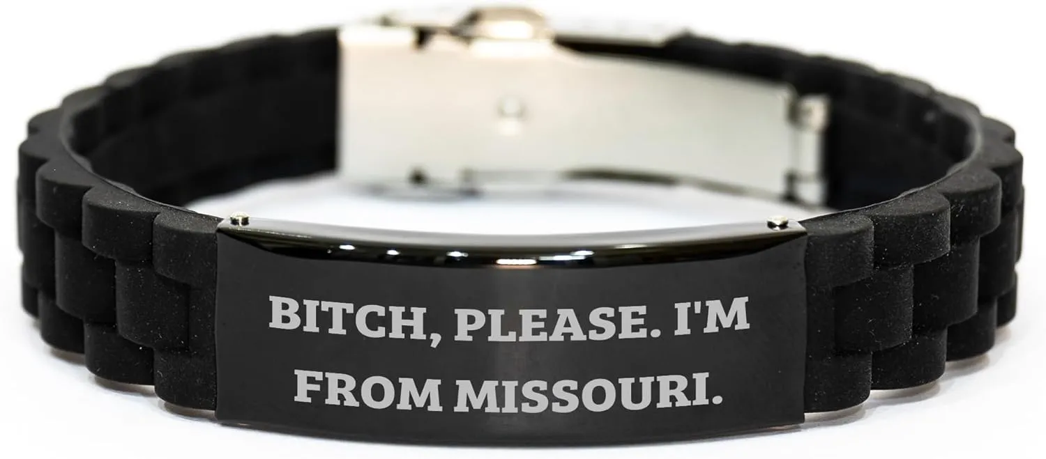 Missouri Love Glide lock Clasp Bracelet, Funny Quote Birthday Unique Gift for Friends, Family, or Coworkers from Missouri, Adjustable and Packaged in Premium Bag