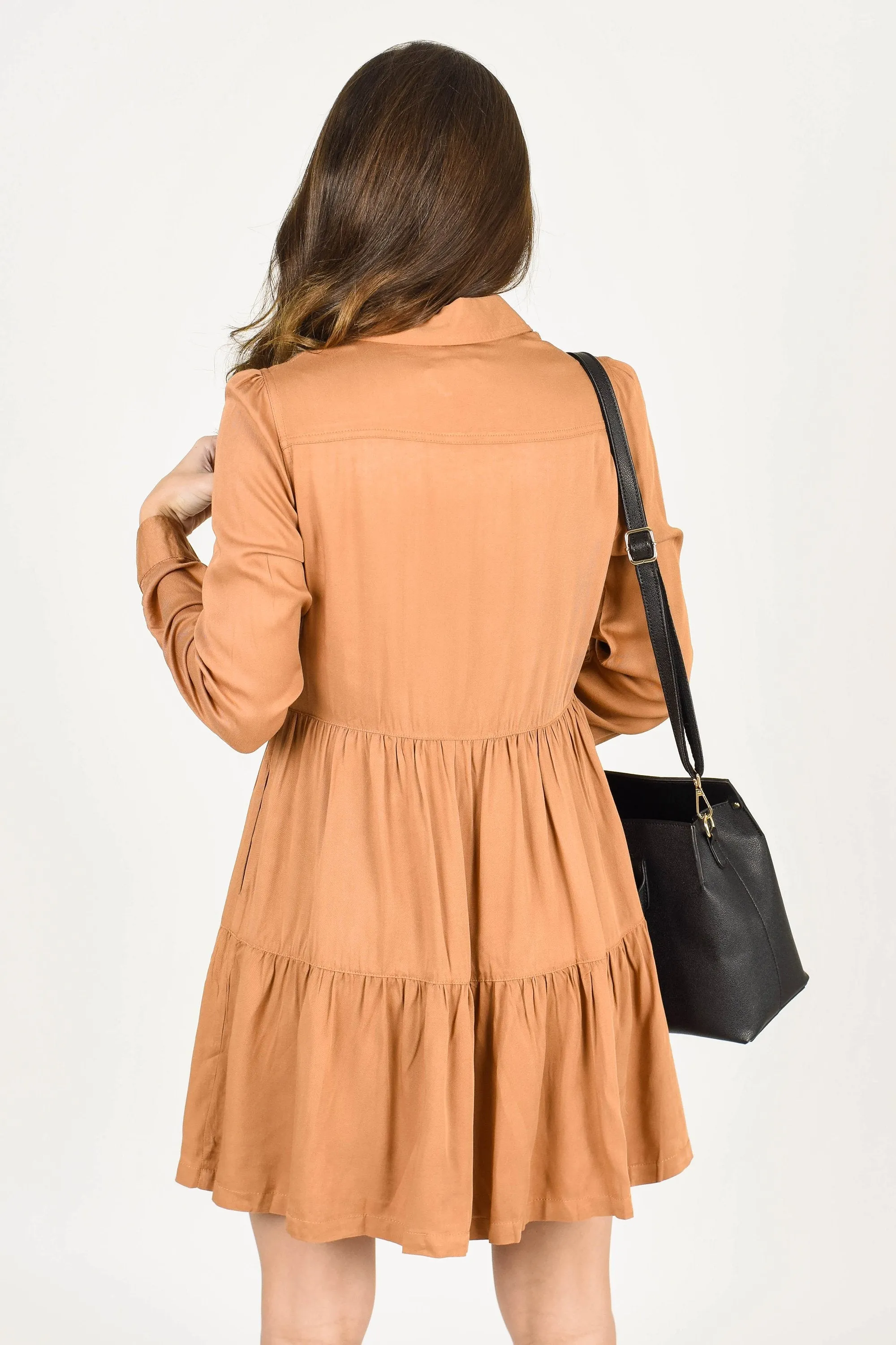 Never Look Back Butterscotch Yellow Button Down Dress