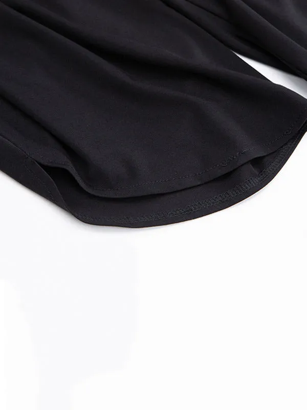 Original Solid Color Elasticity Waist Harem Capri-Pants