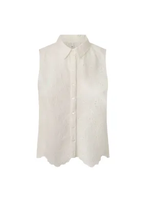 PepeJeans Camicia da donna smanicata traforata Eris PL304553 800 white
