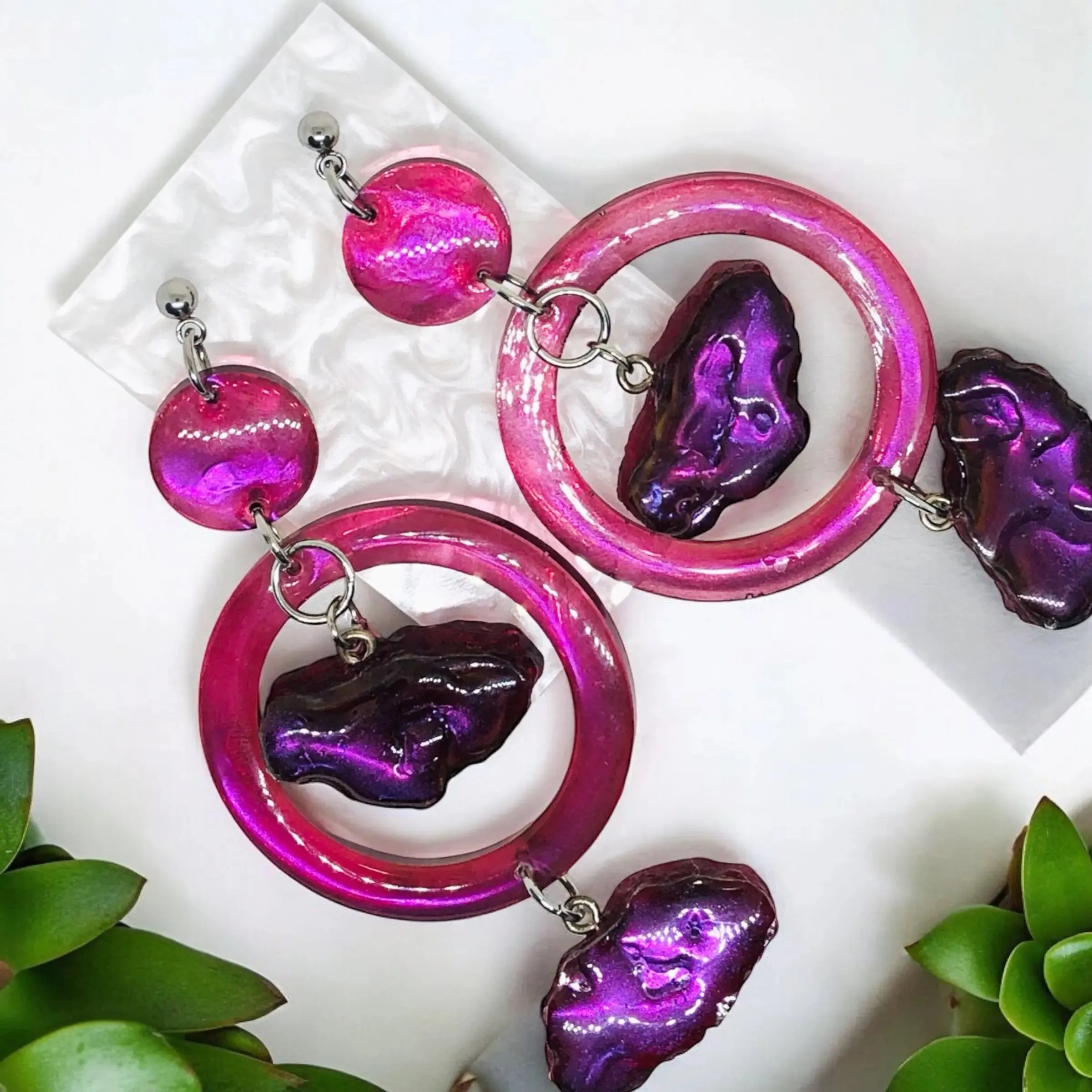 Purple Geode Earrings