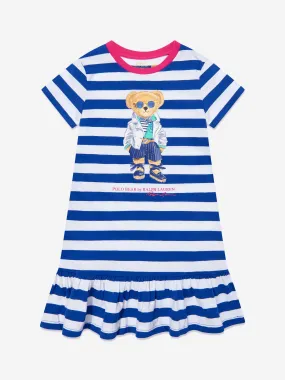 Ralph Lauren Girls Striped Bear Dress in Blue
