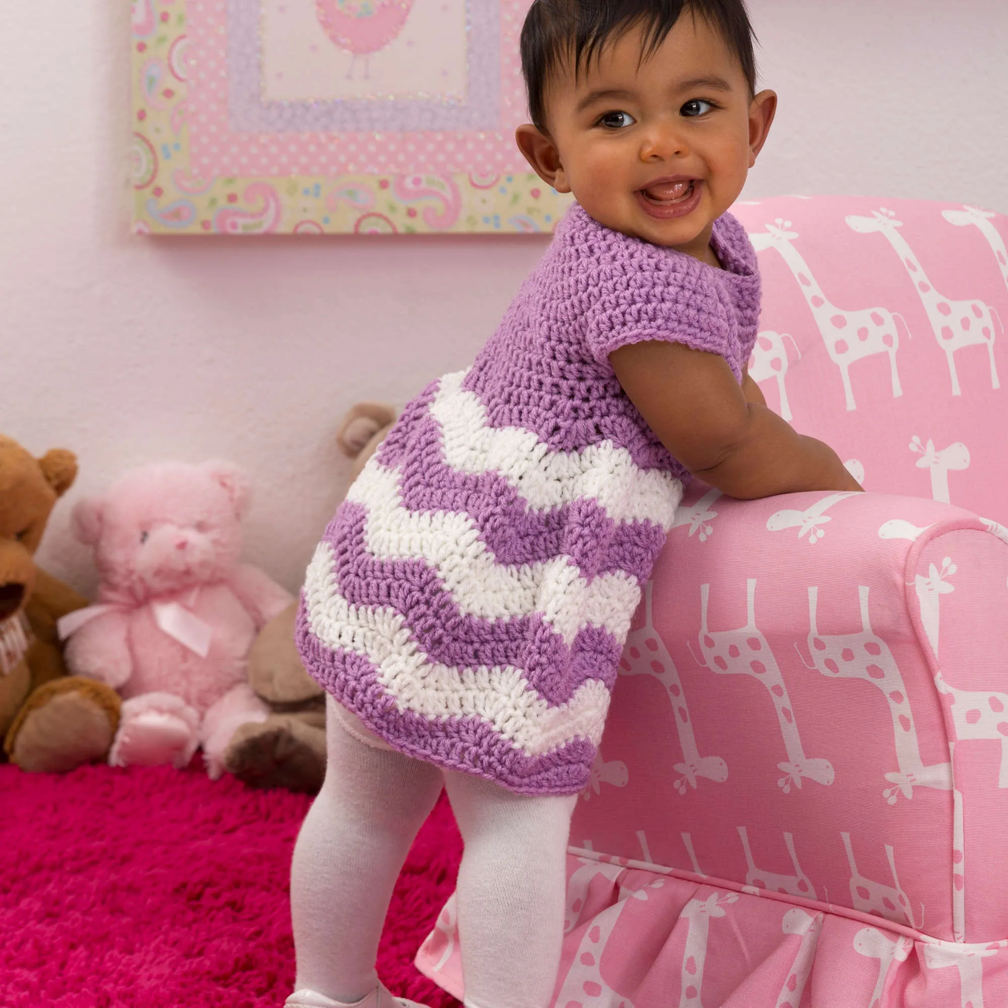 Red Heart Crochet Chevron Chic Baby Dress