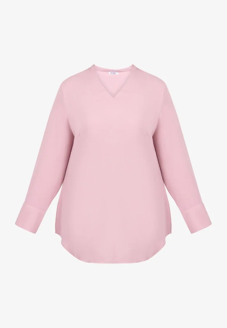 Vanya Minimalist V-neck Blouse - Pink