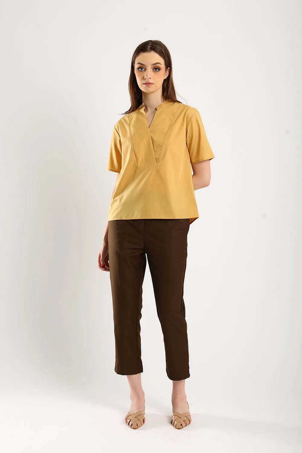 Veera V-neck Blouse in Ginger Yellow