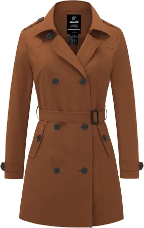 wantdo Women's Waterproof Trench Coat Classic Lapel Outerwear Coat with Belt