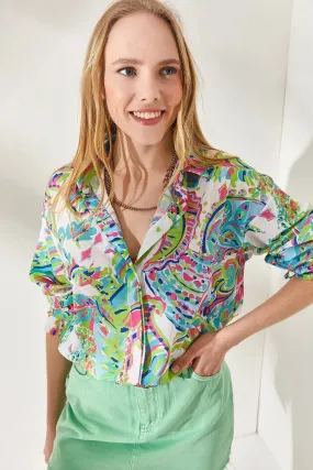 Watercolor Pattern Floral Vintage Oversized Boho Woman Blouse,Travel Woman Blouse,Gift For Her,Relaxed Blouse,Long Sleeve Womens Blouse 4