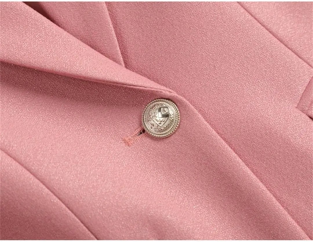 Women Elegant Single Button Long Sleeve Slim Jacket Chic Notched Solid Coat Office Wear Split Blazer