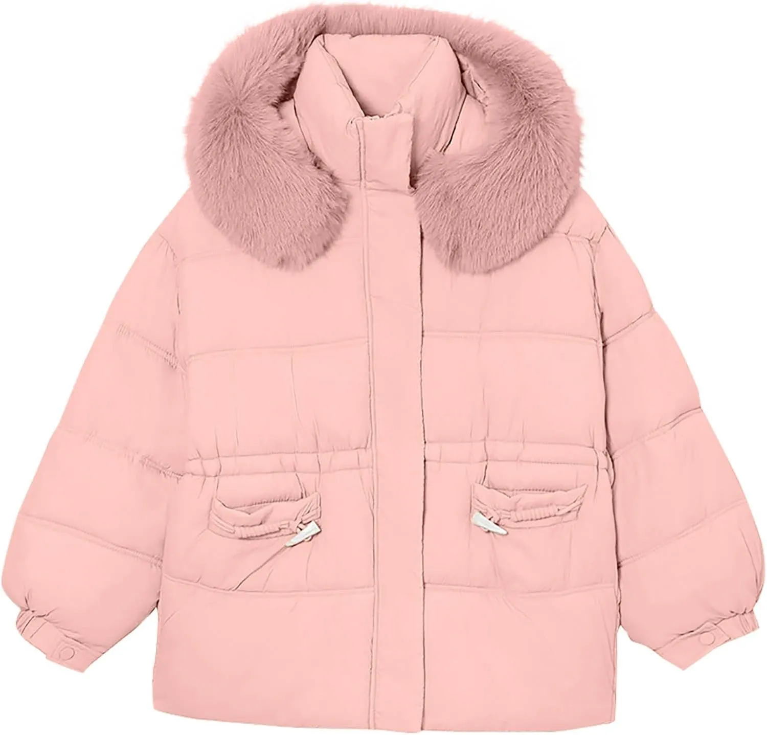 Women's Down Jacket Winter Long Puffer Parka Coat with Fur Hood Warmer Soft Comforable Jackets Solid Zipper Outwear