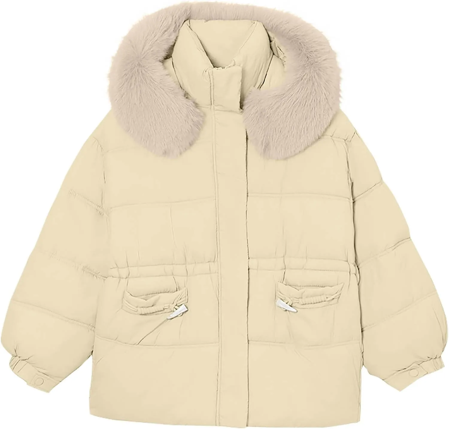 Women's Down Jacket Winter Long Puffer Parka Coat with Fur Hood Warmer Soft Comforable Jackets Solid Zipper Outwear