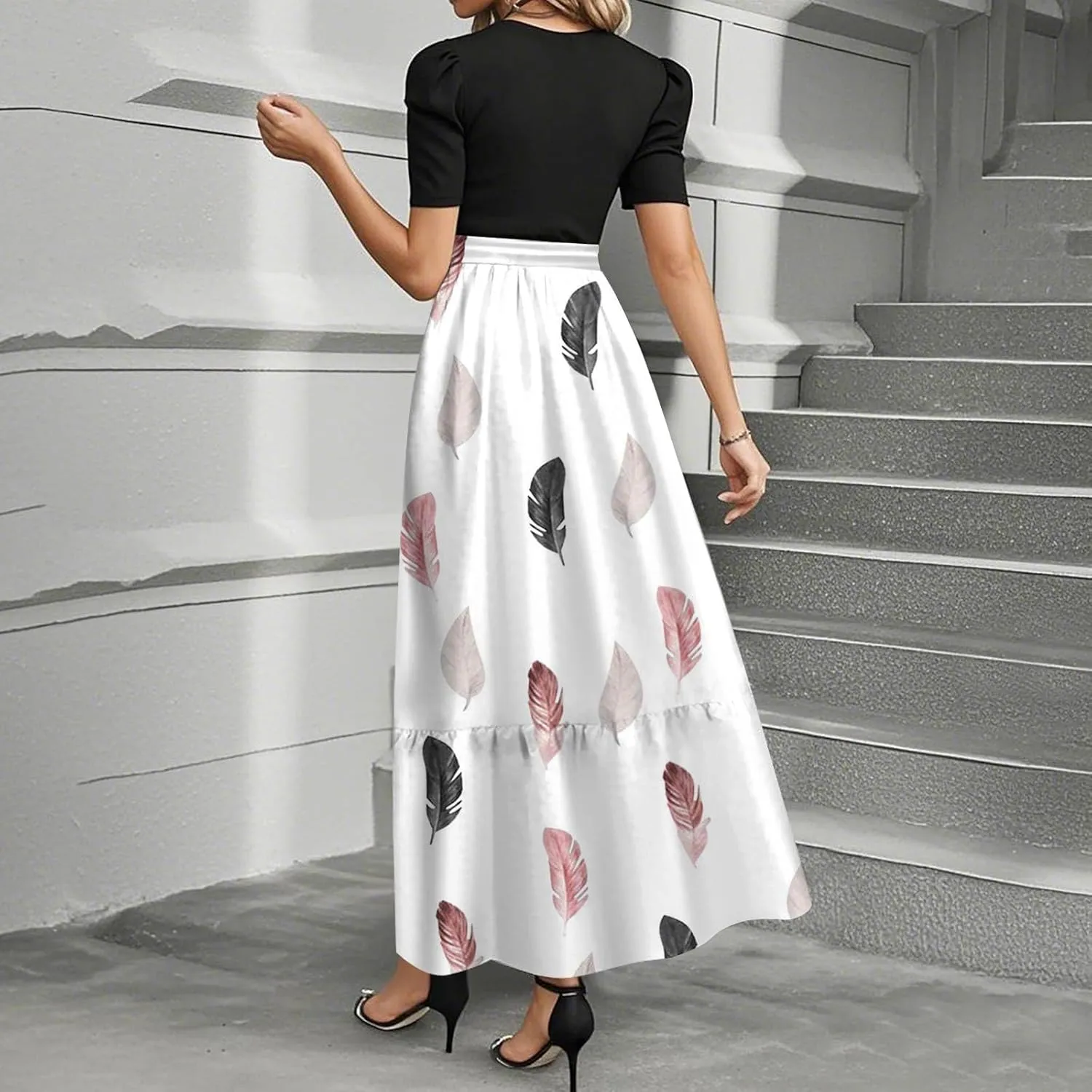 Womens Dresses for Wedding Guest 2025 Elegant Classy Empire Waist Short Sleeve A Line Dress Summer Work Wrap Sundress