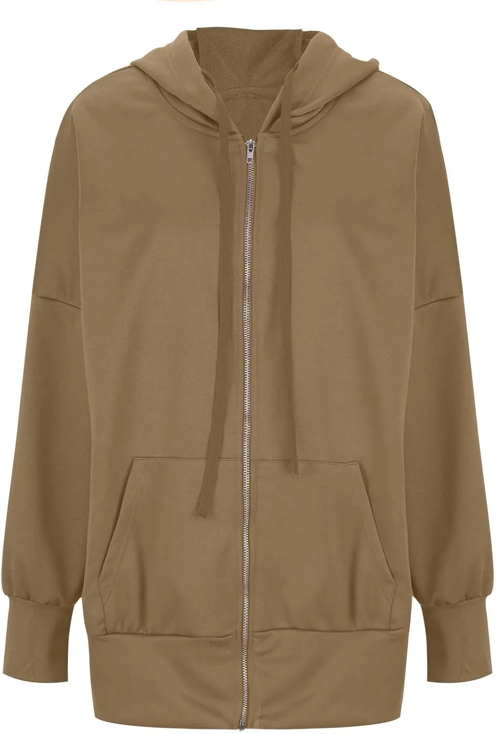 Women's Full Zip Hoodies Casual Loose Hooded Sweatshirt Jackets Soft Outerwear Fall Winter Track Jacket with Pocket
