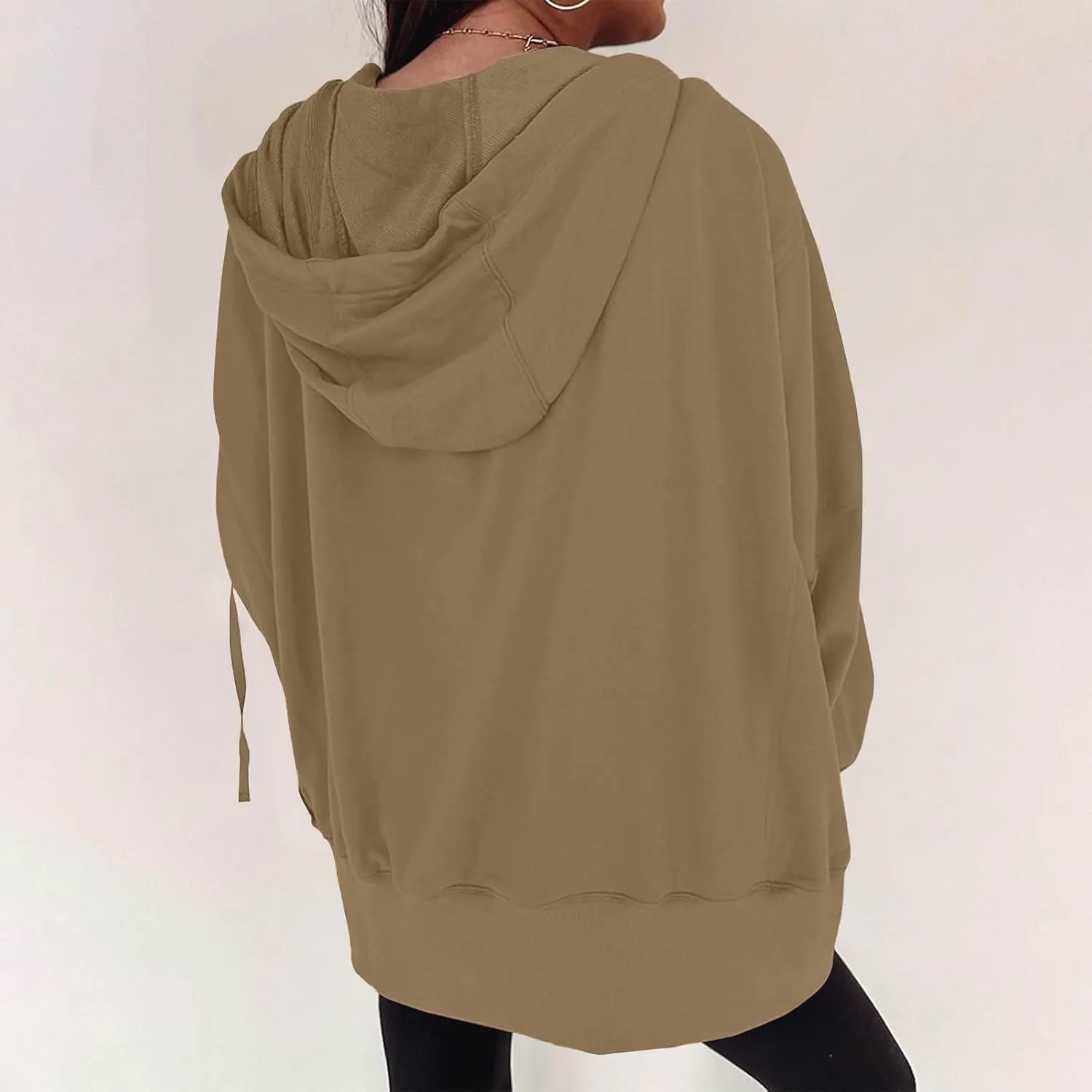 Women's Full Zip Hoodies Casual Loose Hooded Sweatshirt Jackets Soft Outerwear Fall Winter Track Jacket with Pocket