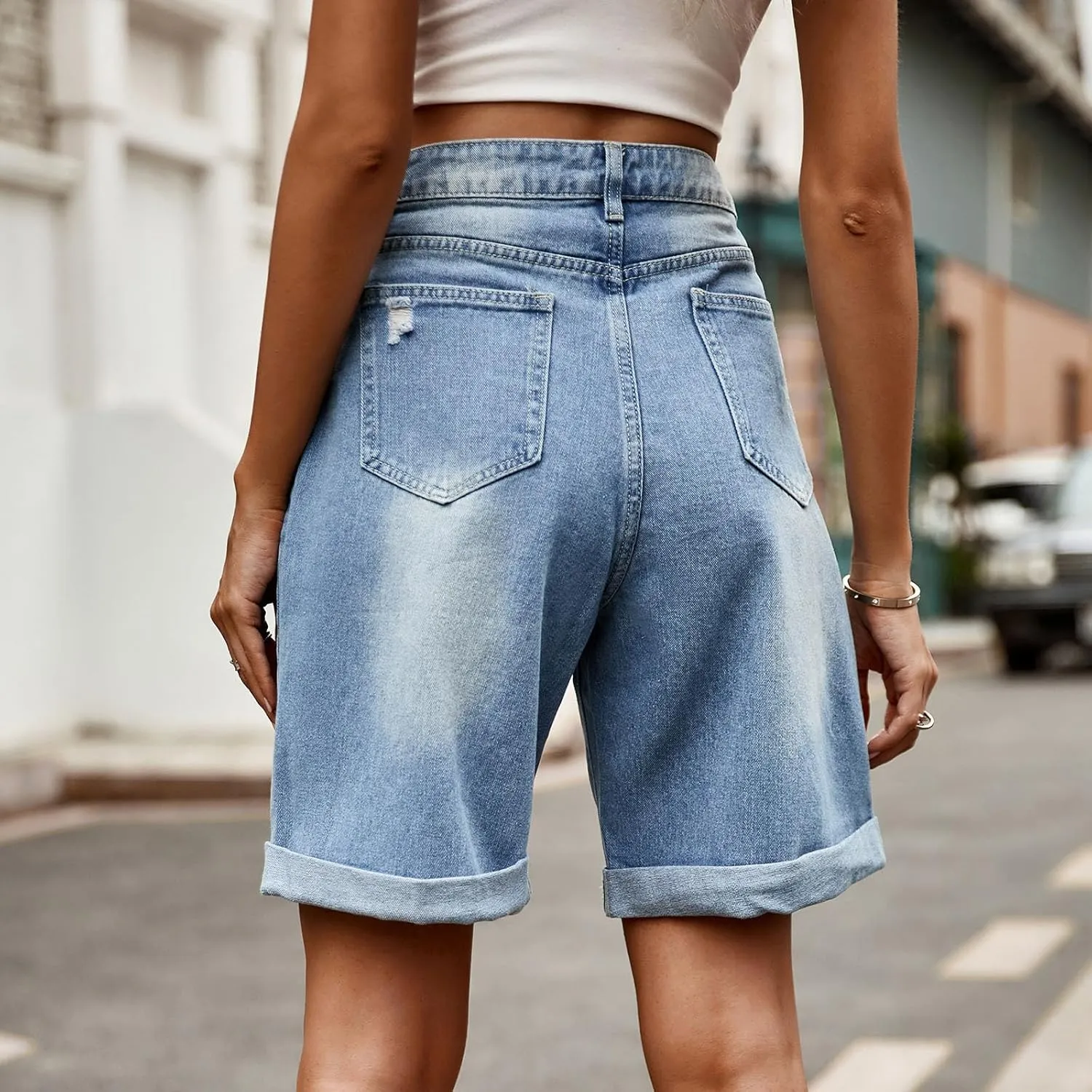Womens Shorts Casual Denim Petite High Waisted Wide Leg Short Pants with Pocket Vacation Outfits
