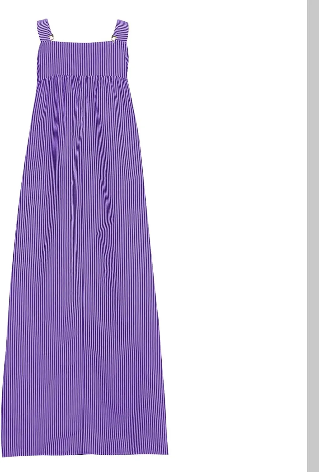 Women's Vertical Stripe Cami Dress Loose Crew Neck Mid Calf Length Dresses Summer Strapped Trendy Casual Dress