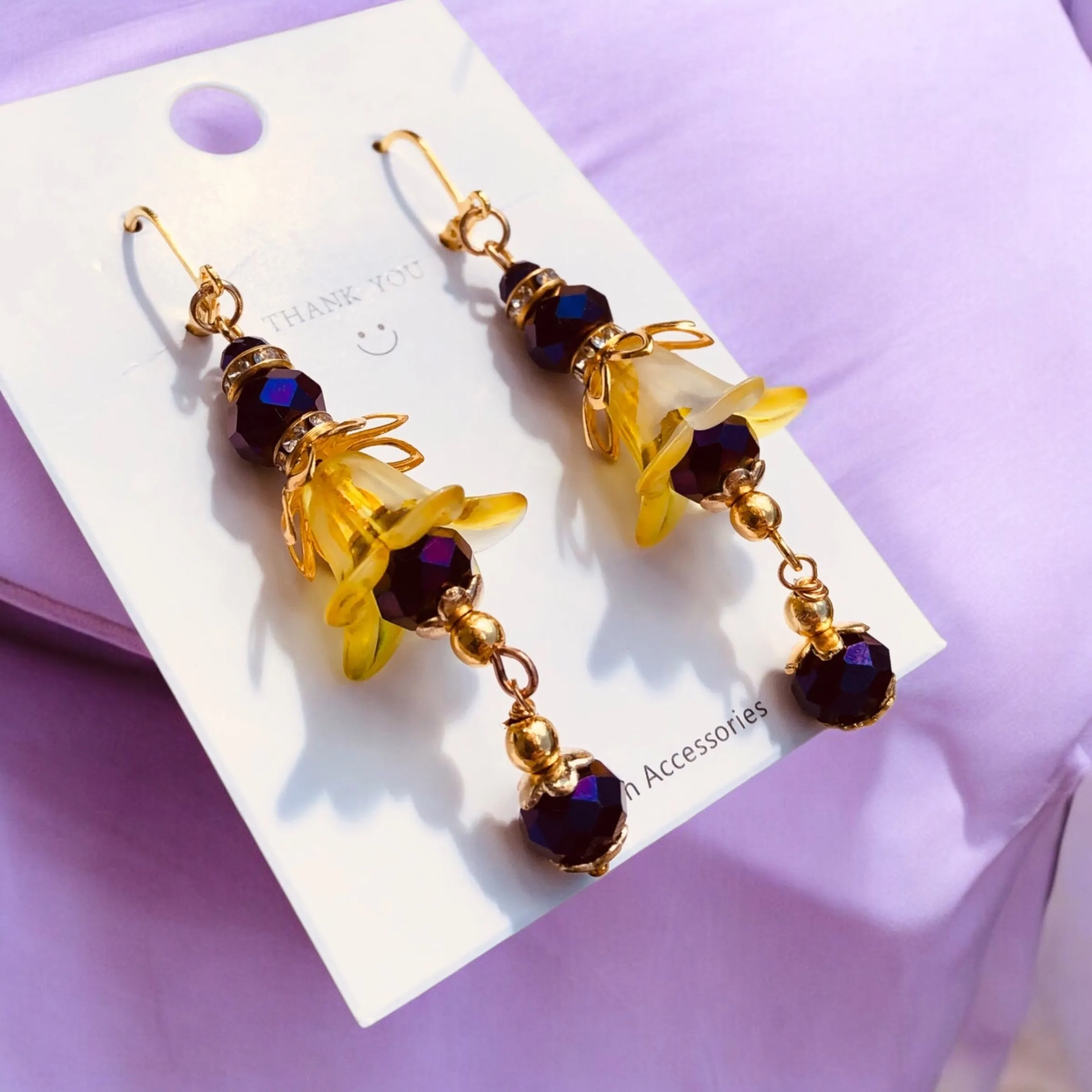 Yellow Purple Bohemian Bloom Earrings