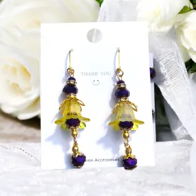 Yellow Purple Bohemian Bloom Earrings