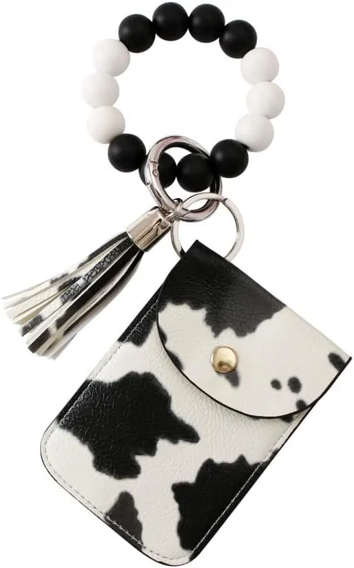 zaoalife Wallet Keychain Wristlet for Women, Wristlet Bracelet Keychain, Credit Card Holder Purse Tassel Keychain, Wallet Card Holder, Pocket Coin Purse Key Ring, Black, One Size